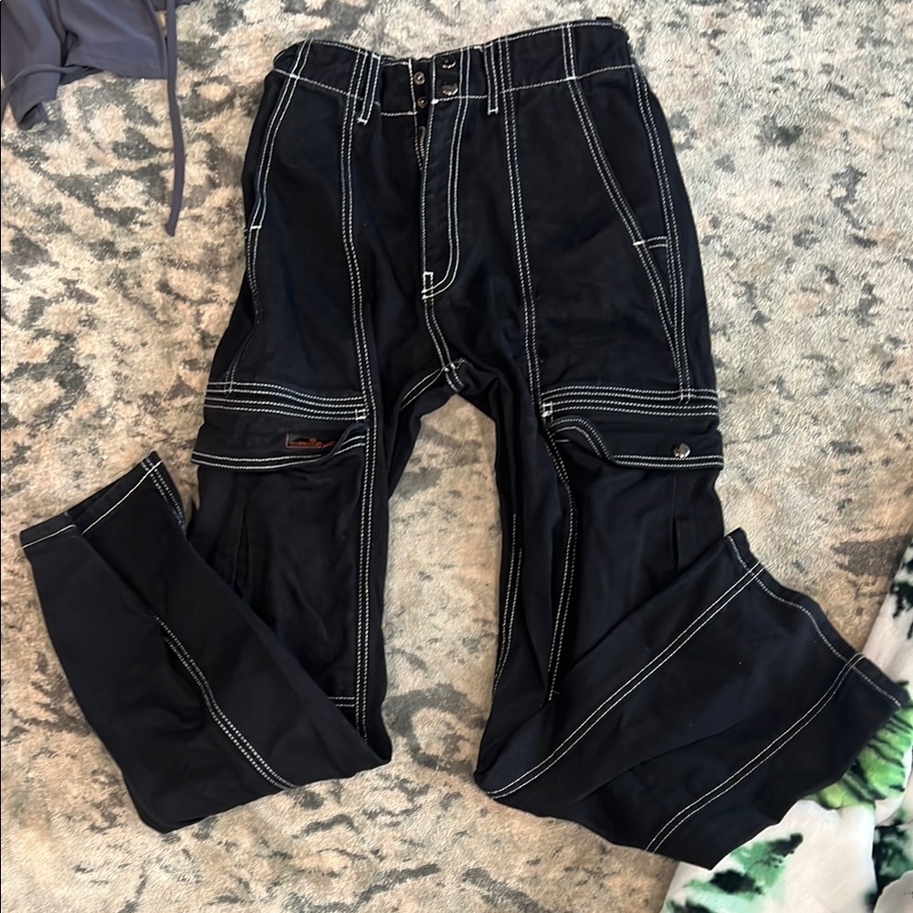 Black Men's Pants with White Stitching